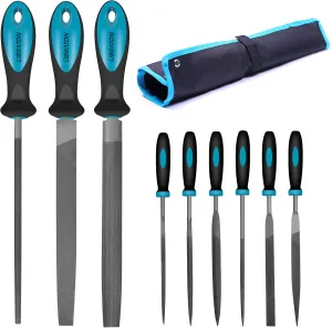 LIBRATON Metal Files 9PCs, File Set for Metal, Needle Files, Files Rasps, Flat, Round, Half-round Files for Metalworking, Metal, Woodworking, Wood, Carpentry