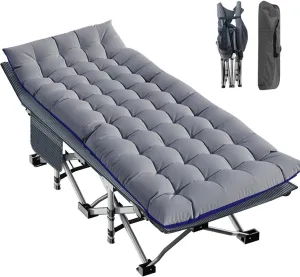 LILYPELLE Folding Camping Cot, Heavy Duty Sleeping Cots with Carry Bag, Double Layer Oxford Portable Travel Camp Cots for Home, Office Nap and Outdoor Beach