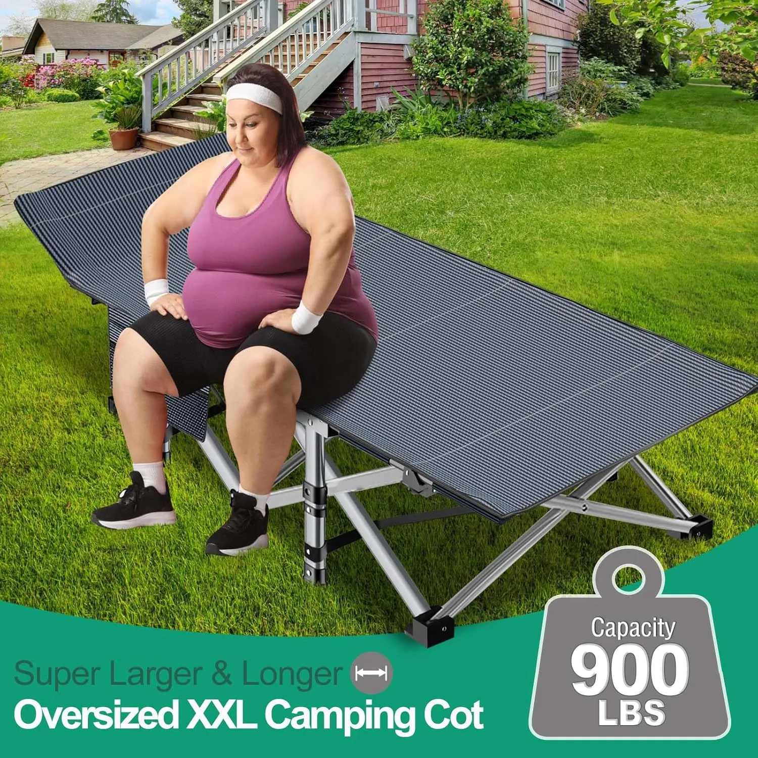 LILYPELLE Folding Camping Cot, Heavy Duty Sleeping Cots with Carry Bag, Double Layer Oxford Portable Travel Camp Cots for Home, Office Nap and Outdoor Beach