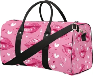 Lip Pattern Travel Duffel Bag for Women Men Foldable Sport Gym Tote Bag Lightweight Waterproof Weekender Overnight Bag for Weekend Holiday Gym Swim Yoga