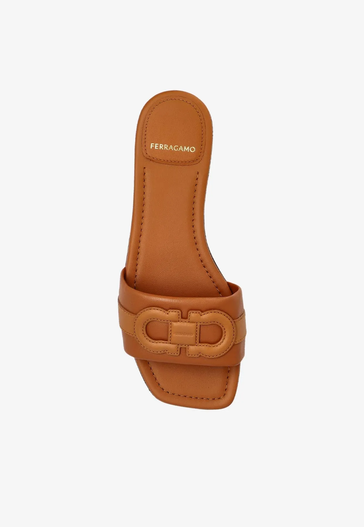 Liss Gancini Leather Flat Slides