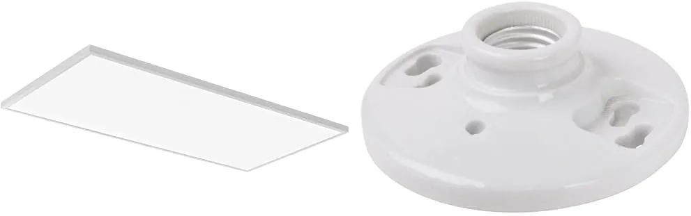 Lithonia Lighting 2X4 40LM SWW7 120 TD DCMK 2 Ft. x 4 Ft. LL CPANL LED Flat Panel with 4000 Lumens & Legrand Pass & Seymour 272CC18 660W 250V Medium Base E26 Lampholder, 2 Terminals, Porcelain, White