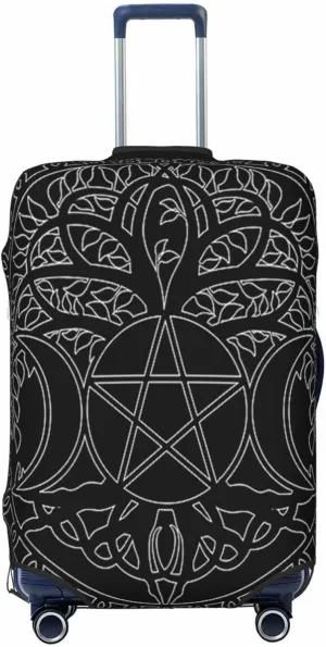 Luggage Cover For Travel Triple Moon Celtic Tree Of Life Pentagram Earth Alchemist– High Elasticity Ideal For Travel 20-28 Inch.