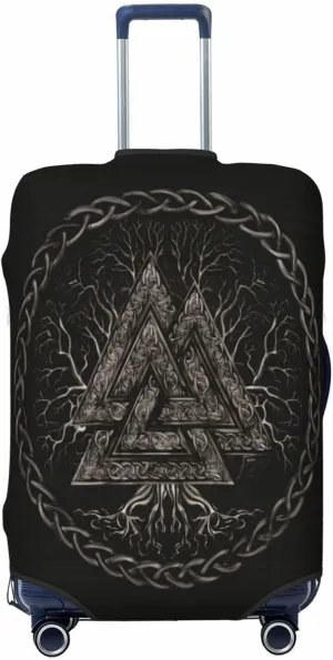 Luggage Cover For Travel Vikings Norse Mythology Pagan Magical Rune– Scratch-Resistant Business Trips 20-28 Inch.