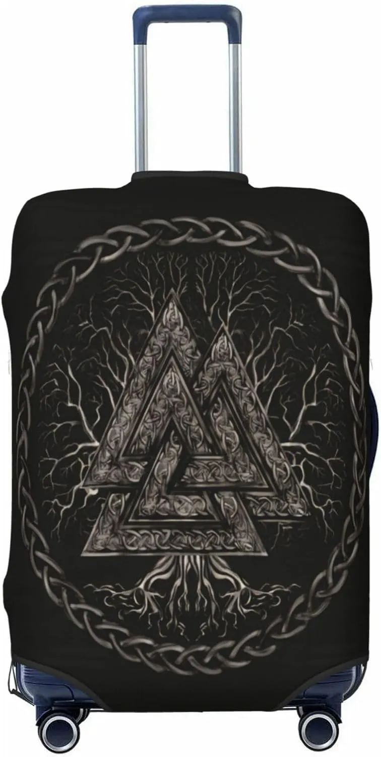 Luggage Cover For Travel Vikings Norse Mythology Pagan Magical Rune– Scratch-Resistant Business Trips 20-28 Inch.