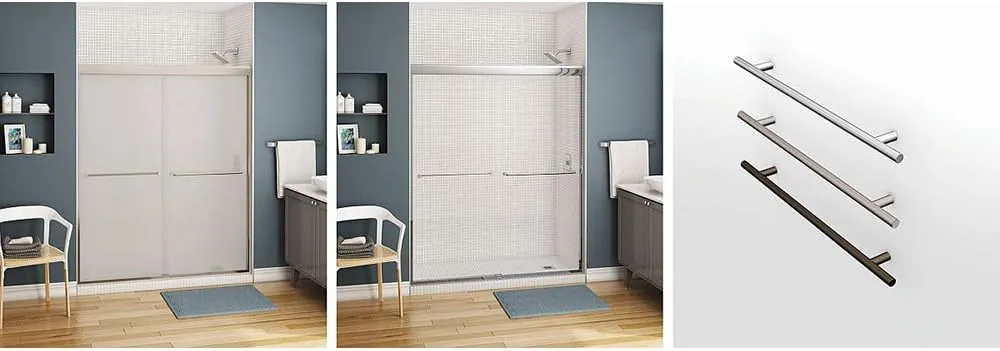 MAAX 134565-900-305-000 Kameleon Sliding Semi-Frameless Shower Door, 3.125-in L x 38.0625-in W x 71-in H, Brushed Nickel