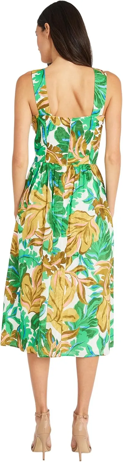 Maggy London Women's Sleeveless Shoulder Strap Dress with Full Skirt