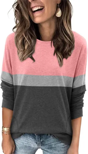 Magritta Womens Tunic Tops Casual Long Sleeve Round Neck Stretchy Loose Fit Sweatshirt Pullover Shirts with Pockets