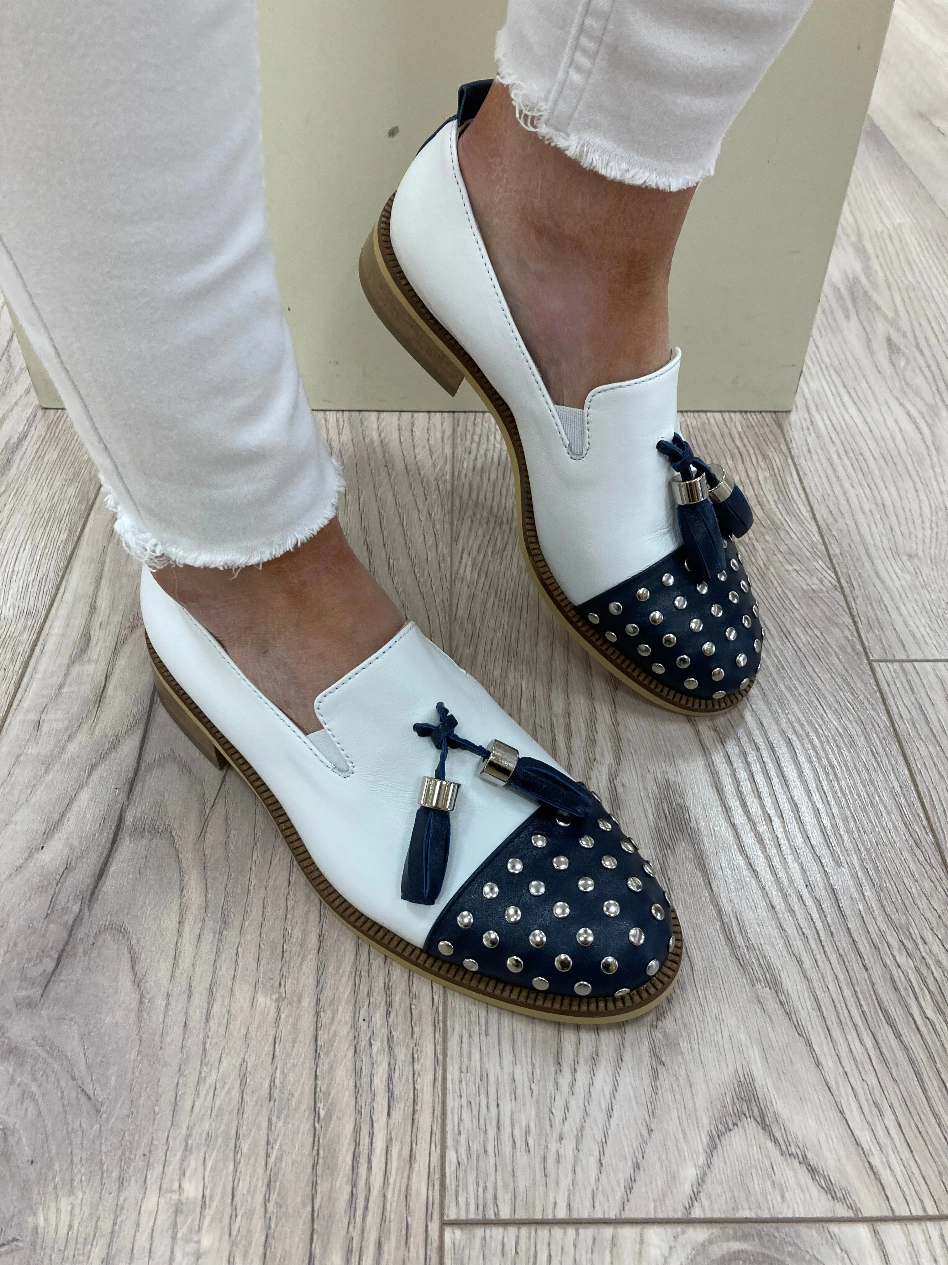 MARCO MOREO - B1180 CO3 LOAFER - NAVY/WHITE