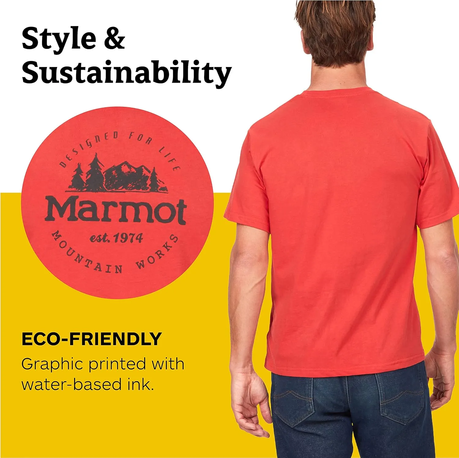 MARMOT Men's Logo T-Shirts - Printed Graphic on Cotton Tee