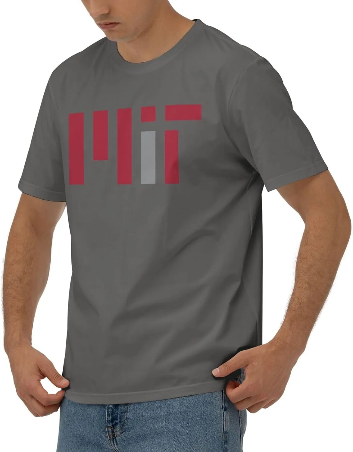 Massachusetts Institute of Technology Logo T-Shirt Men's Classic Basic Homecoming Basic Spring Short Sleeve Tops-