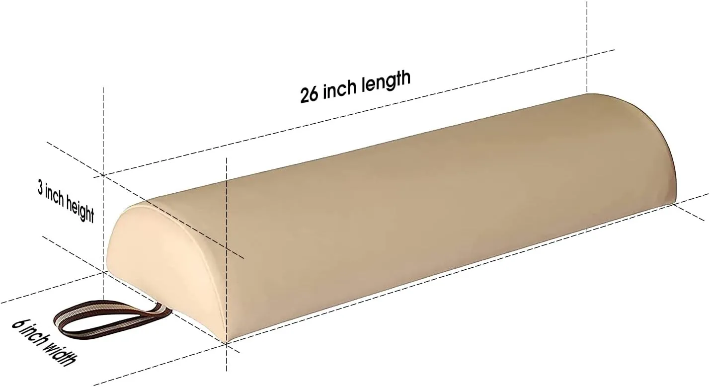 Massage Bolster,Pillow Cushion Pillow, PU Upholstery, 100% Memory Foam, for Massage/Spa/Beauty/Tattoo/Back Pain Relief (Cream, 6" Half Round)