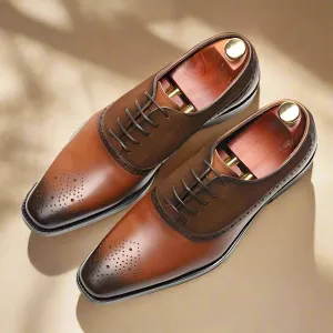 Matt Tan Leather Suede Oxford
