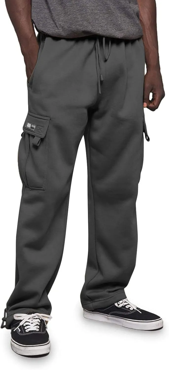 Men Cargo Combat Work Pant Gym Running Jogger Plain Stretch Sweat Pants Loose Linen Track Lounge Pants