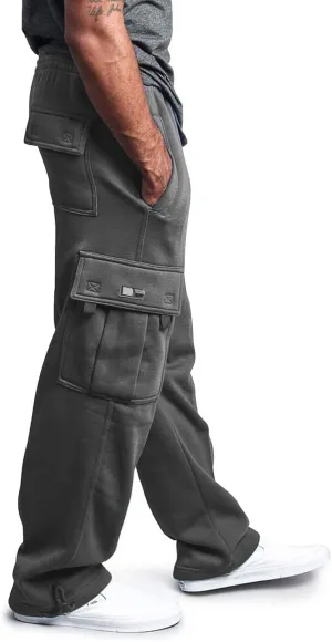 Men Cargo Combat Work Pant Gym Running Jogger Plain Stretch Sweat Pants Loose Linen Track Lounge Pants