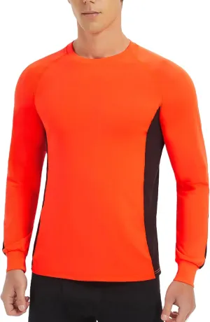 Men's 2-Tone Side Blocked Long Sleeve Crew Neck Slim Fit Active Stretch Shirt