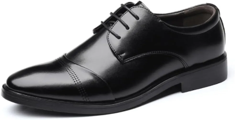 Mens Dress Shoes Casual Business Office Leather Lace Up Cap Toe Oxfords Wedding Formal Classic Shoes for Men Comfortable