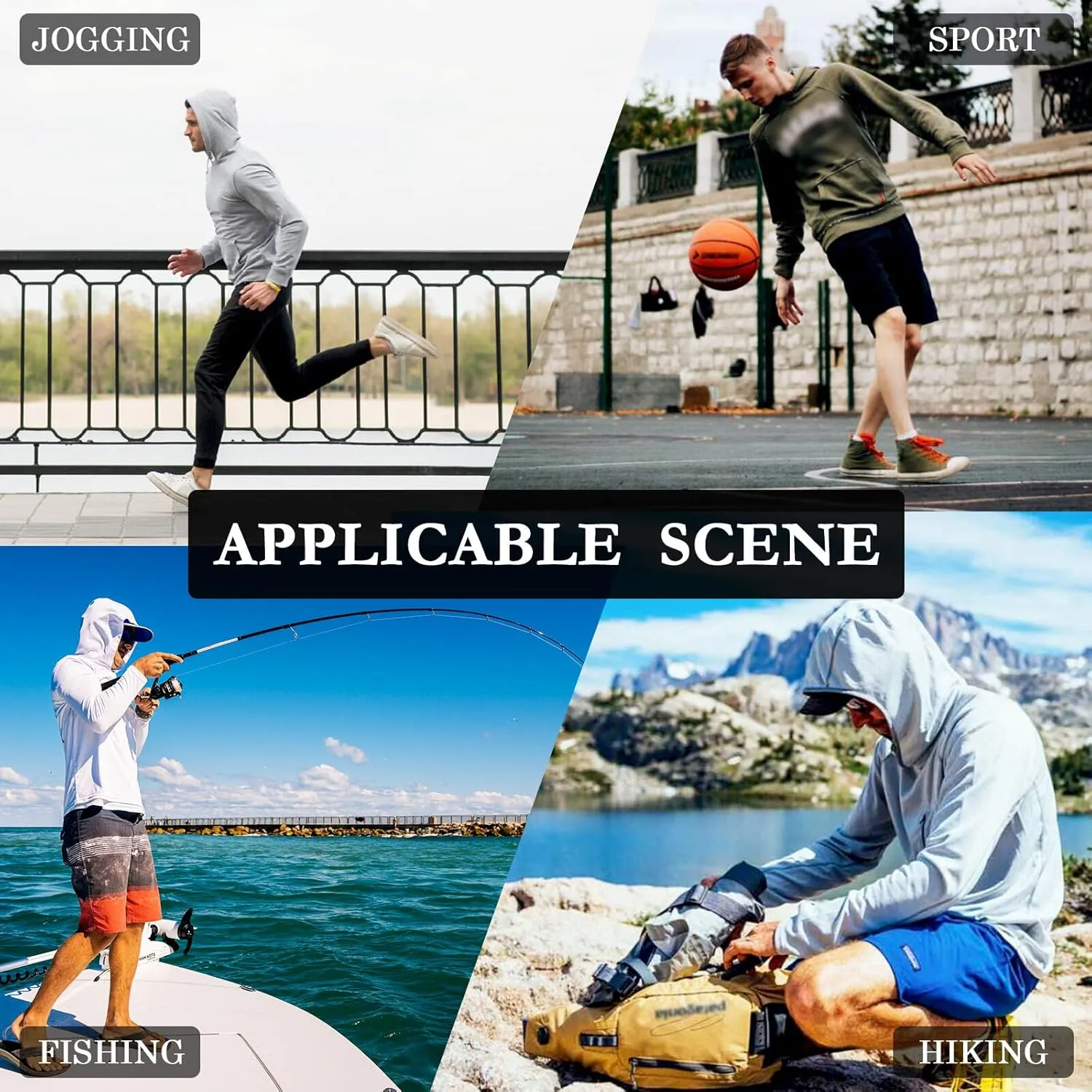 Mens Sun Protection Hoodie Long Sleeve Argyle Plaid Fishing Shirt UPF 50  Clothing Hood Shirts Rash Guard Men UV