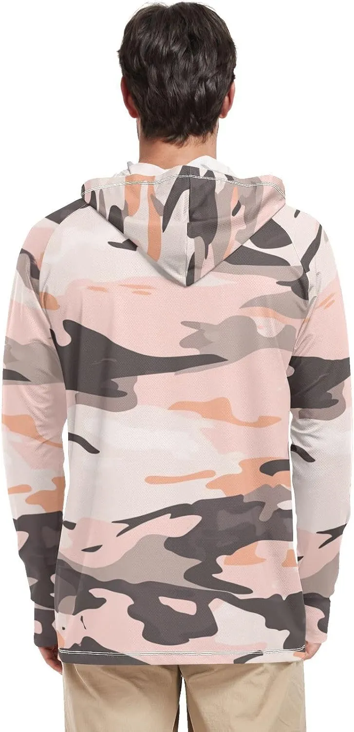 Mens Sun Protection Hoodie Long Sleeve Quick-Dry UPF 50  Rash Guard for Men