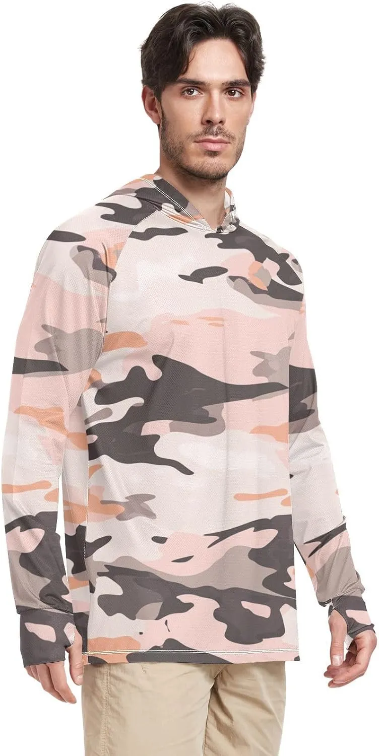 Mens Sun Protection Hoodie Long Sleeve Quick-Dry UPF 50  Rash Guard for Men