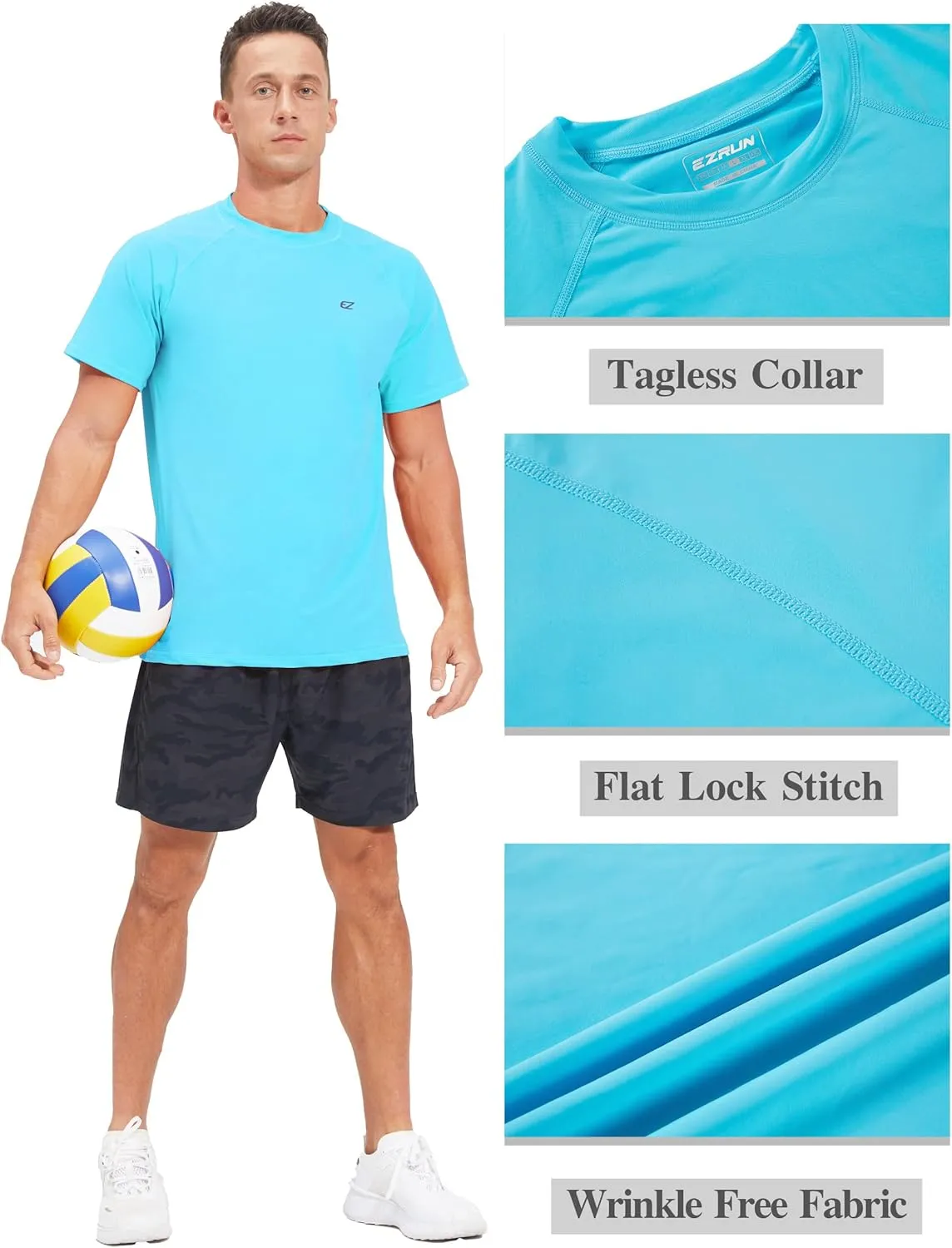 Men's Swim Shirts Rash Guard UPF 50  UV Sun Protection T-Shirt Quick Dry Fishing Beach T Shirts