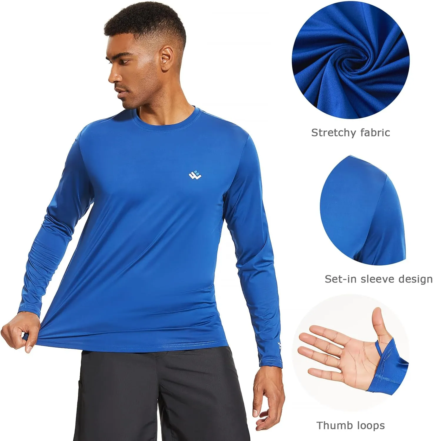 Men’s UPF 50  Lightweight Long Sleeve Casual T-Shirt Quick Dry UV Sun Protection for Outdoor Beach Hiking Fishing Exercise