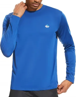 Men’s UPF 50  Lightweight Long Sleeve Casual T-Shirt Quick Dry UV Sun Protection for Outdoor Beach Hiking Fishing Exercise