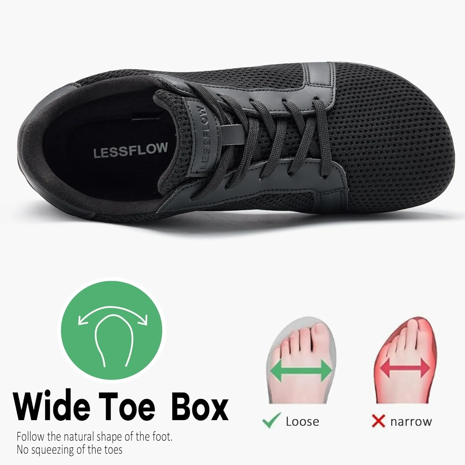 Men's Wide Walking Shoes Barefoot Sneakers Minimalist Running Shoes Zero Drop Sole Trainer Breathable Casual Athletic Shoe