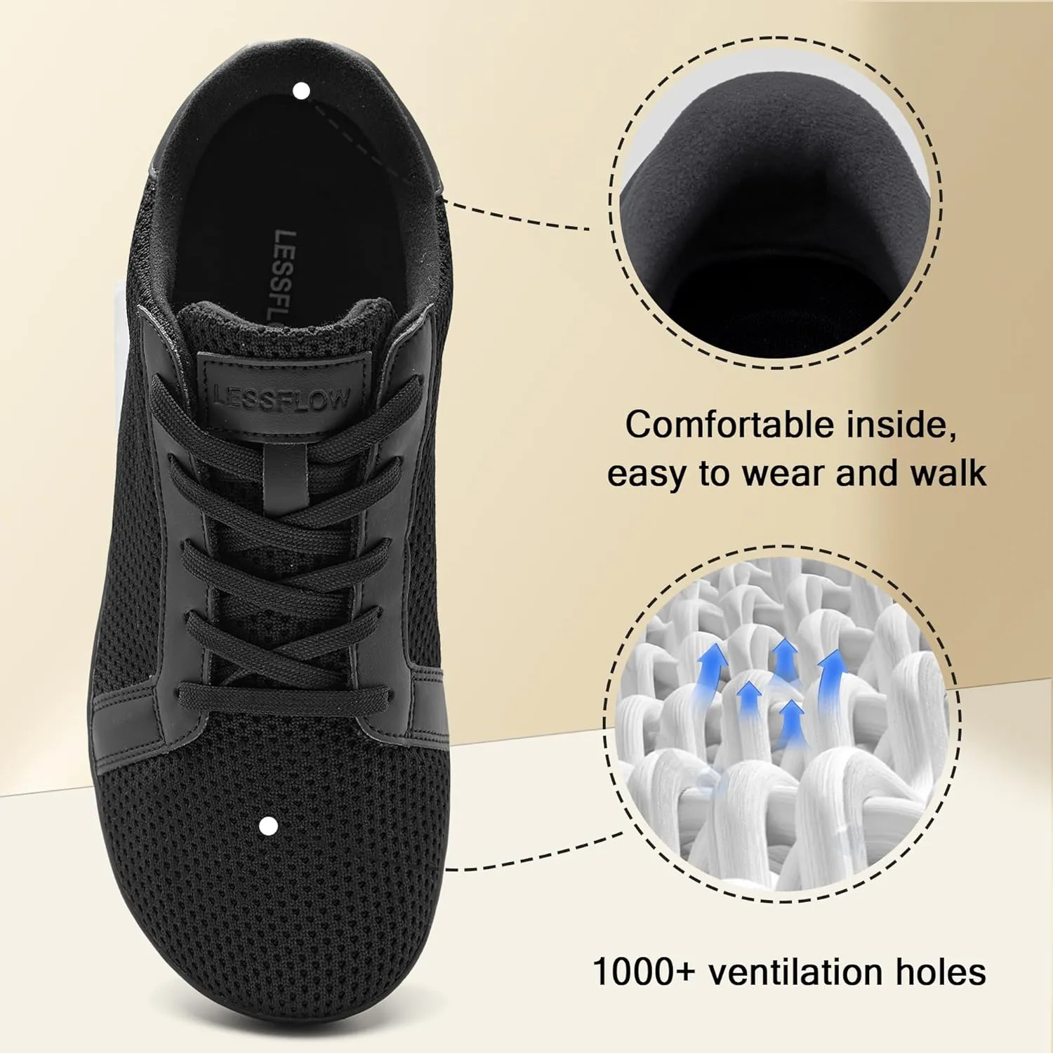 Men's Wide Walking Shoes Barefoot Sneakers Minimalist Running Shoes Zero Drop Sole Trainer Breathable Casual Athletic Shoe