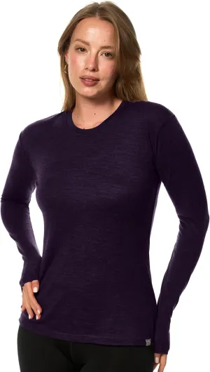 Merino Wool Base Layer Women - 100% Merino Wool Shirt Women Thermal Underwear Long Sleeve T-Shirt for Hiking