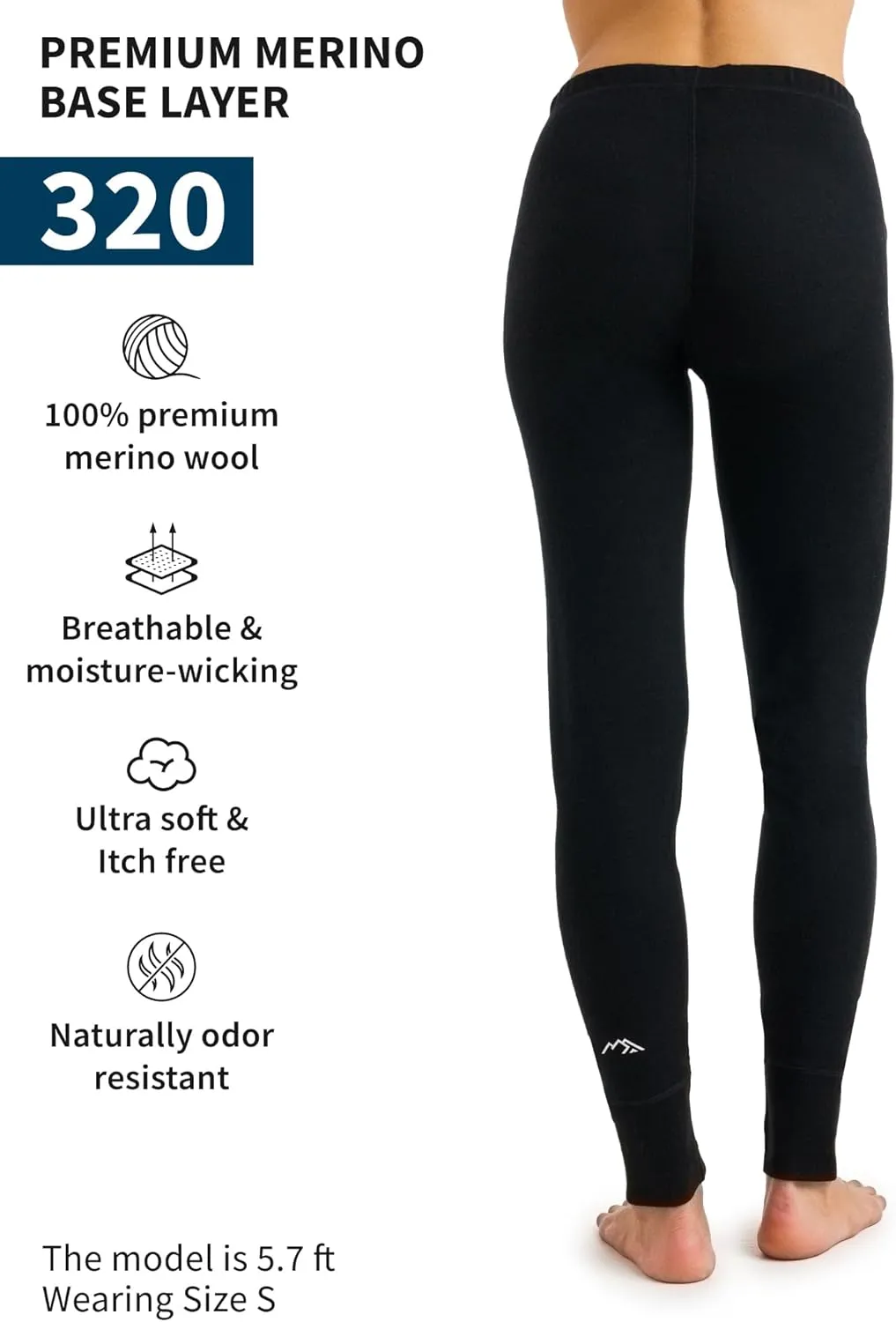 Merino Wool Base Layer Women Pants 100% Merino Wool Leggings Heavyweight, Midweight, Lite Thermal Underwear Bottom and Socks