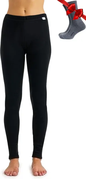Merino Wool Base Layer Women Pants 100% Merino Wool Leggings Heavyweight, Midweight, Lite Thermal Underwear Bottom and Socks