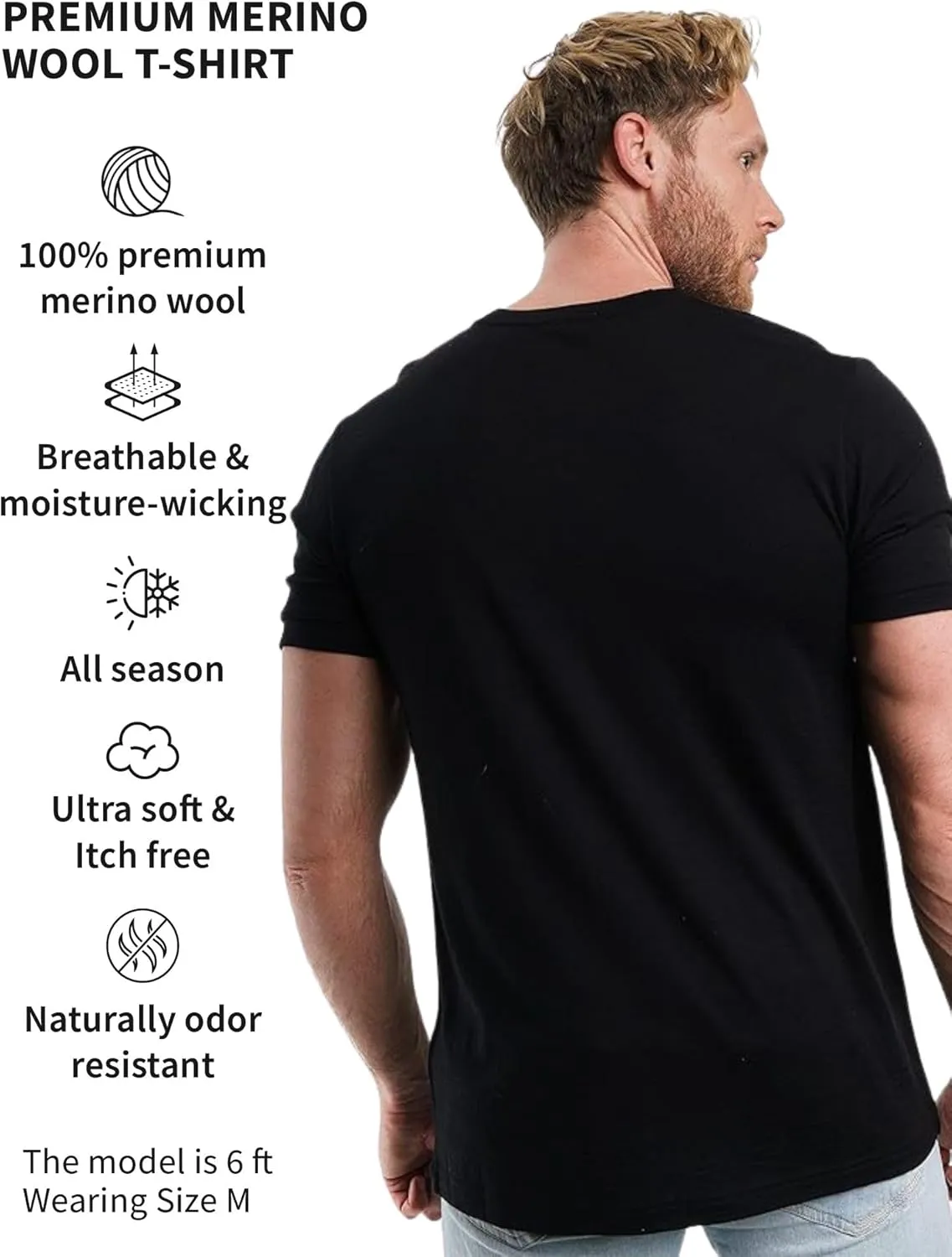 Merino Wool T-Shirt Mens - Merino Wool Undershirt Thermal Shirt for Men and Hiking Socks