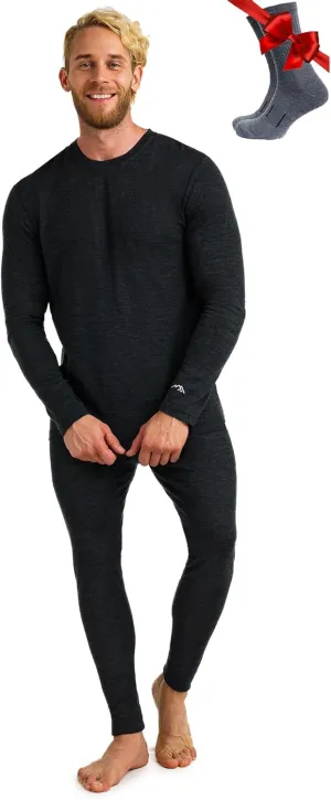 Merino.tech Merino Wool Base Layer Mens Set - Heavyweight, Midweight, Lite Merino Wool Thermal Underwear For Men Top, Bottom