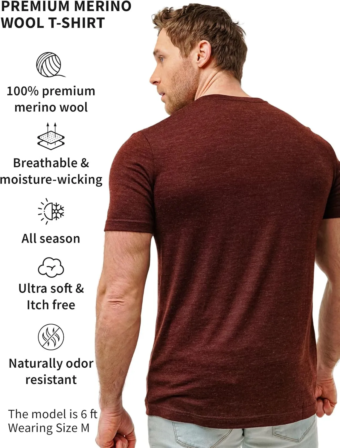 Merino.tech Merino Wool T-Shirt Mens - 100% Merino Wool Undershirt Lightweight Base Layer