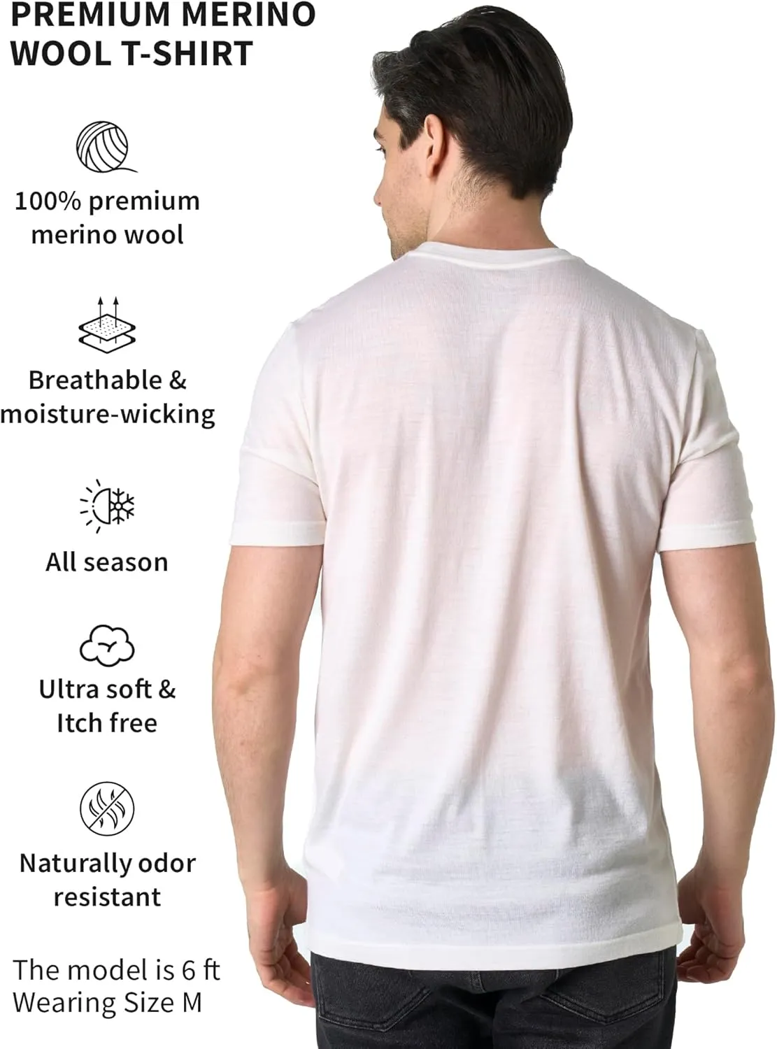 Merino.tech Merino Wool T-Shirt Mens - 100% Organic Merino Wool Undershirt Thermal Shirt Men and Hiking Socks
