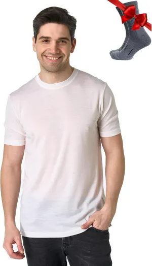 Merino.tech Merino Wool T-Shirt Mens - 100% Organic Merino Wool Undershirt Thermal Shirt Men and Hiking Socks