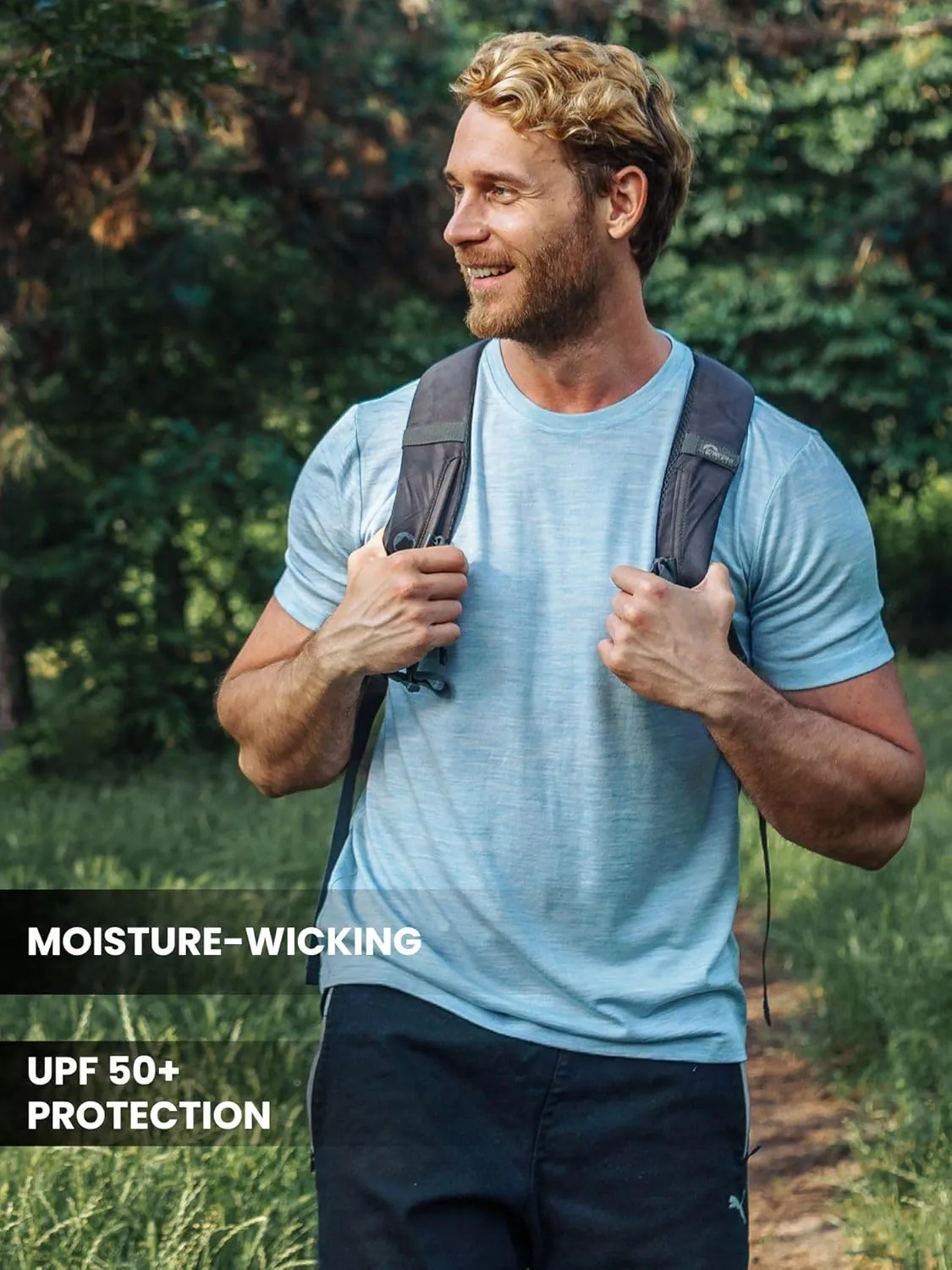 Merino.tech Merino Wool T-Shirt Mens - 100% Organic Merino Wool Undershirt Thermal Shirts for Men Base Layer and Hiking Socks