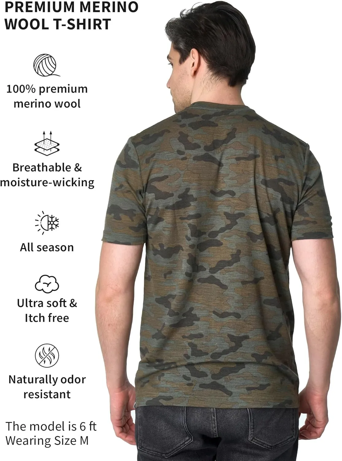 Merino.tech Merino Wool T-Shirt Mens - 100% Organic Merino Wool Undershirt Thermal Shirts for Men Base Layer and Hiking Socks