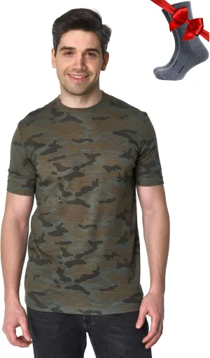 Merino.tech Merino Wool T-Shirt Mens - 100% Organic Merino Wool Undershirt Thermal Shirts for Men Base Layer and Hiking Socks
