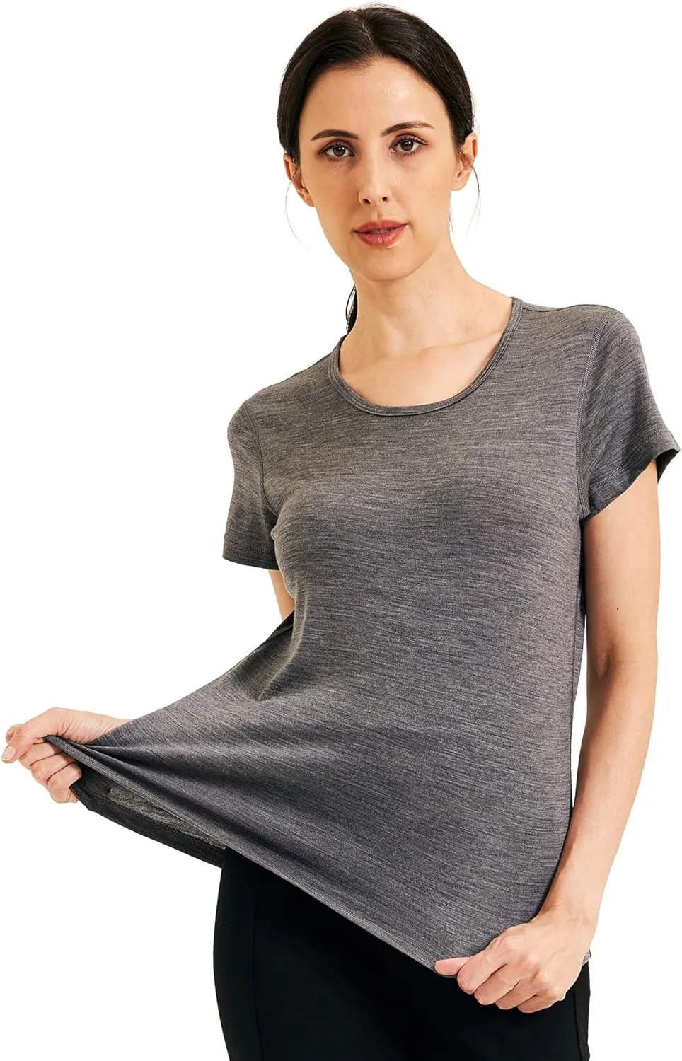 METARINO 100% Merino Wool T-Shirt Women,Short Sleeve Lightweight Crew Neck Base Layer Tee Shirt for Travel,Hiking