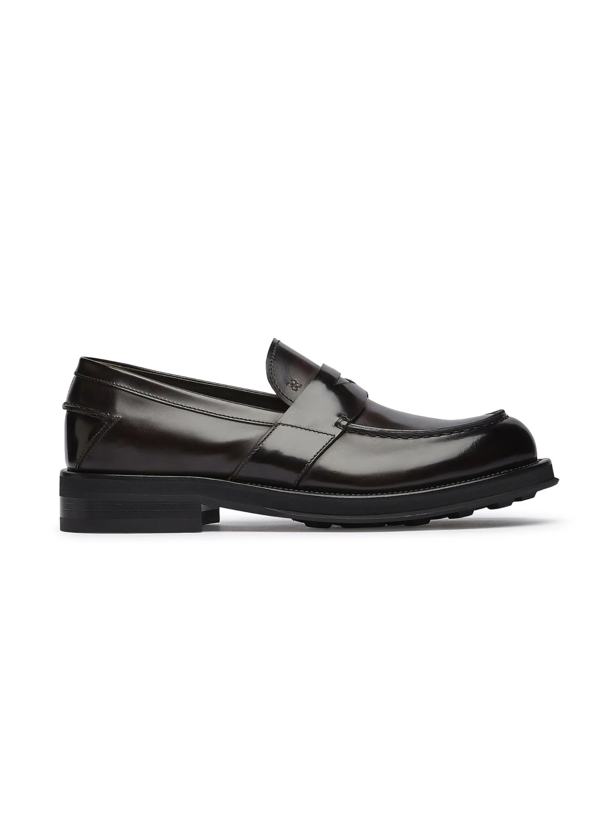 Mocassino Penny Loafer con Suola in Gomma Testa di Moro