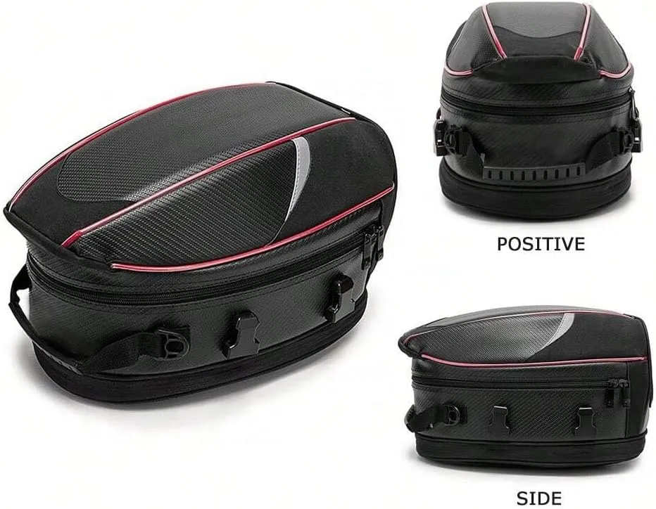 Motorcycle Tail Bag for Triumph Street Cup 2017-2019, Large Capacity Water-Resistant Wear-Resistant Motorcycle Helmet Bag, Expandable Rear Seat Storage Luggage Backpack,B White Black