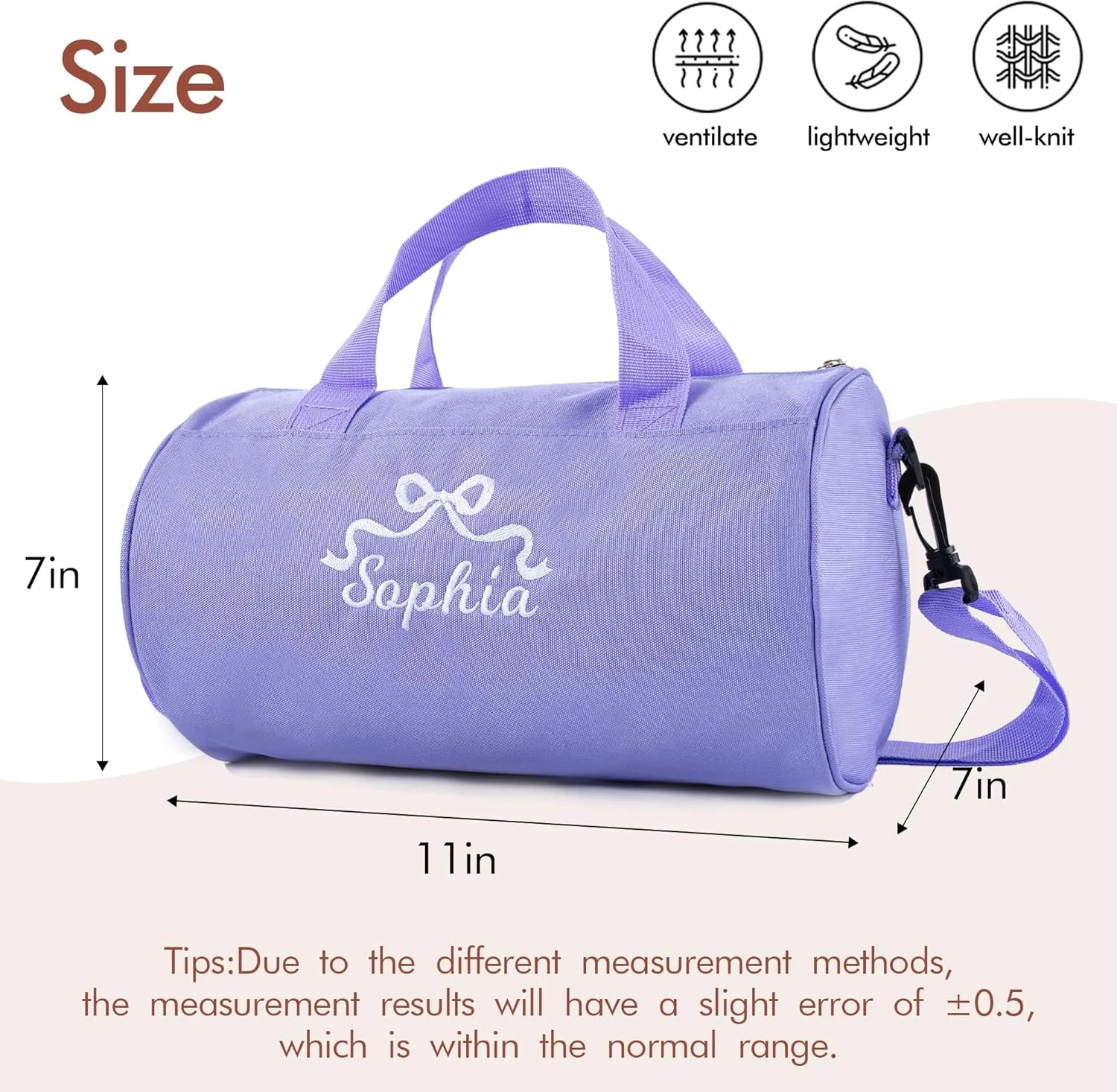 MT WORLD Toddler Dance Duffle for Girls - Personalized Kids Bag with Name, Waterproof Monogram Ballet Dancer Ballerina Bag for Child, Overnight Gift