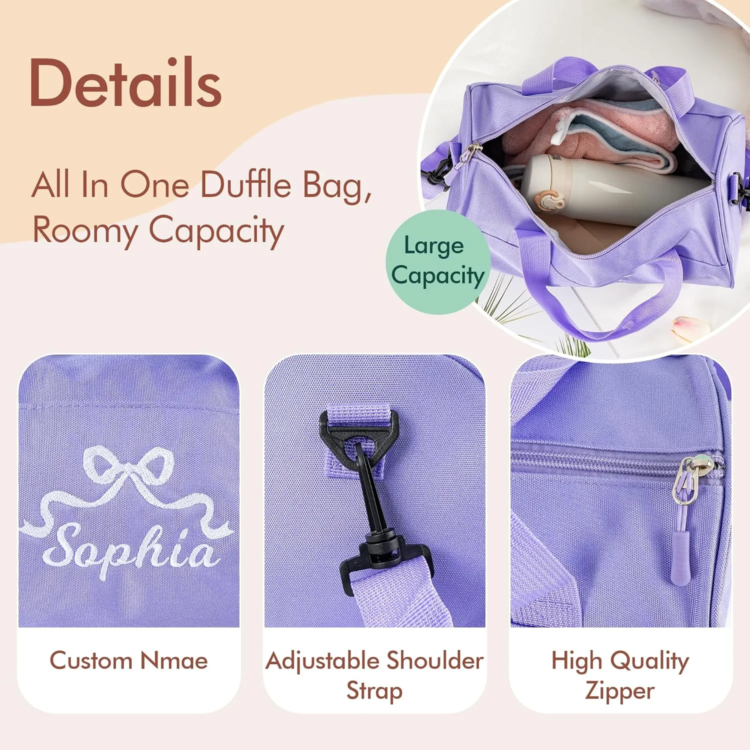 MT WORLD Toddler Dance Duffle for Girls - Personalized Kids Bag with Name, Waterproof Monogram Ballet Dancer Ballerina Bag for Child, Overnight Gift