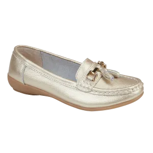 Nautical Leather Loafer Gold