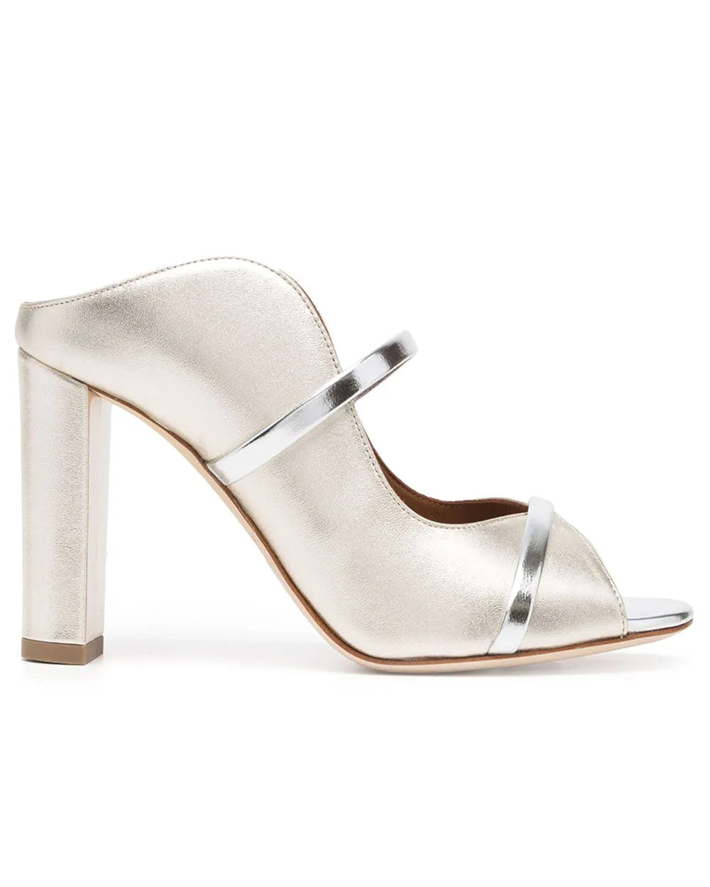 Nora Metallic Mule in Platino and Silver
