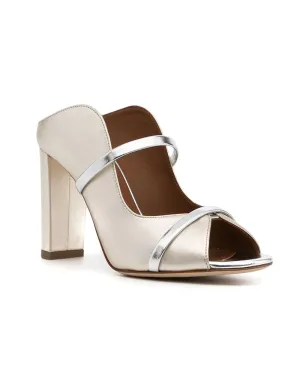 Nora Metallic Mule in Platino and Silver