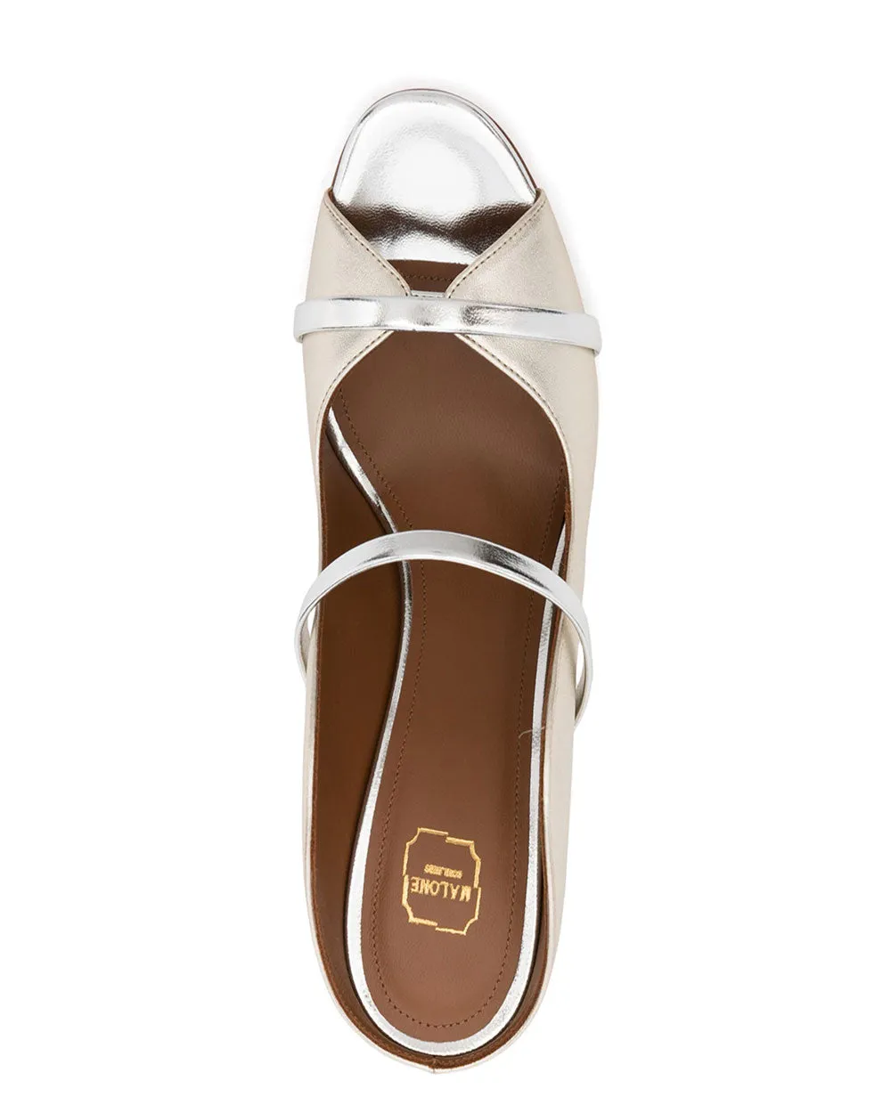 Nora Metallic Mule in Platino and Silver