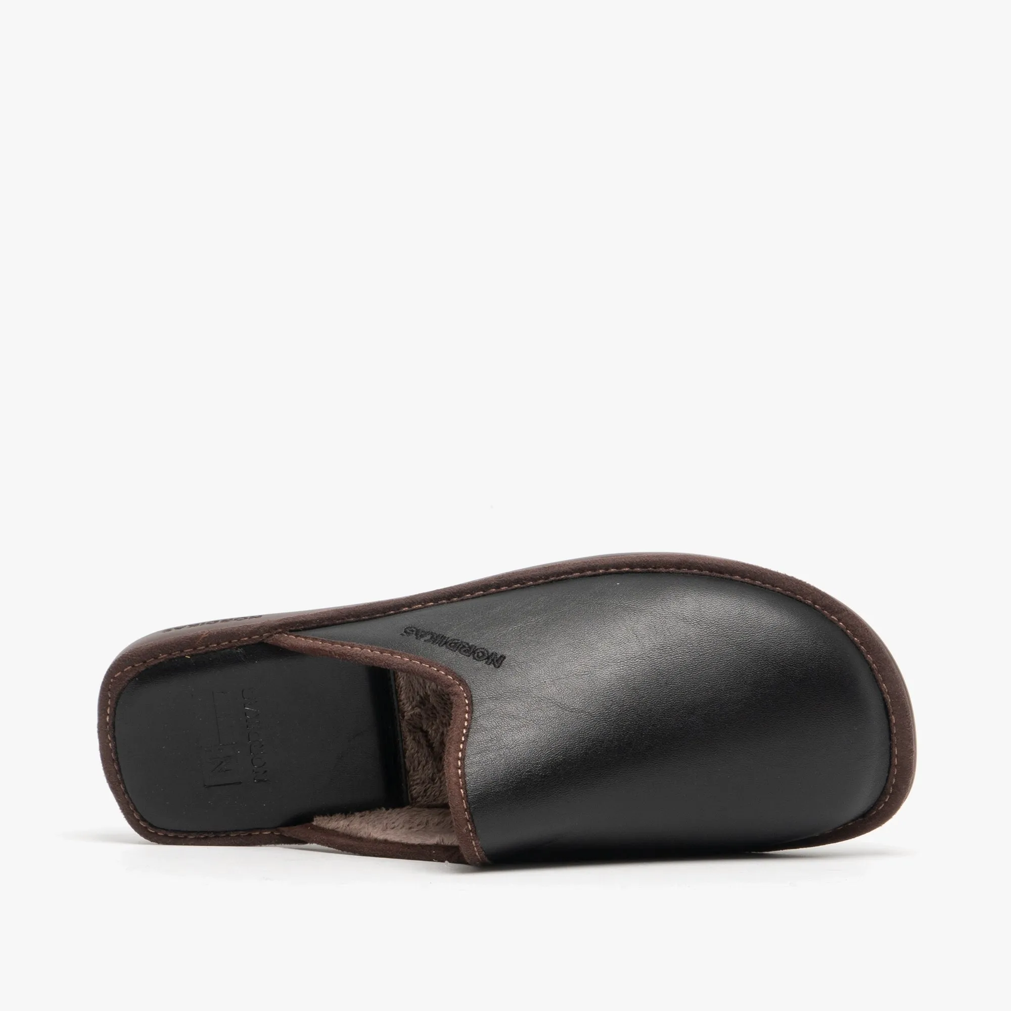 Nordikas 136 (DUBLIN) Mens Leather Mule Slippers Black
